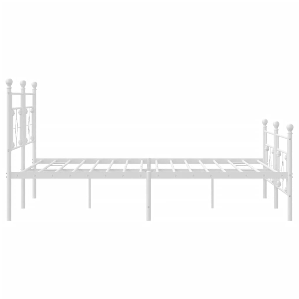 Bed frame with head and footboard metal white 200x200 cm