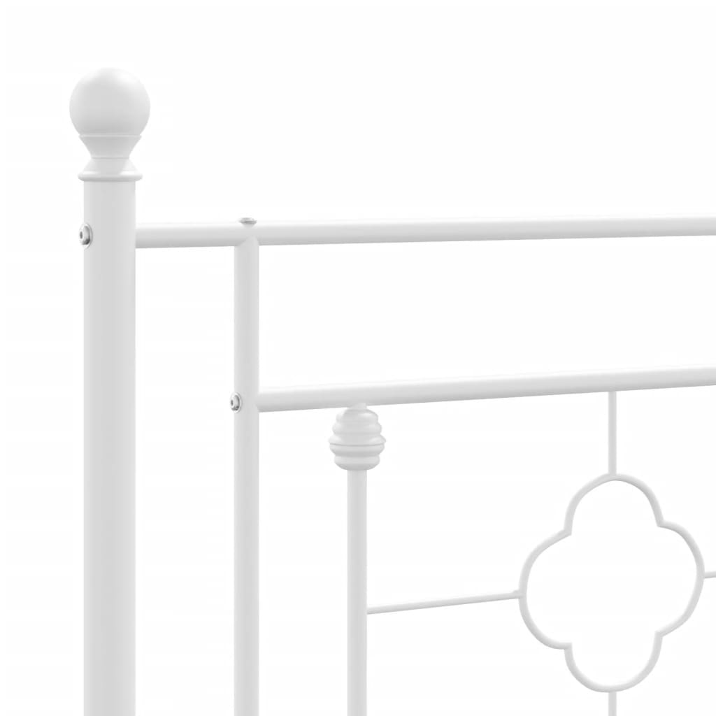 Bed frame with head and footboard metal white 200x200 cm