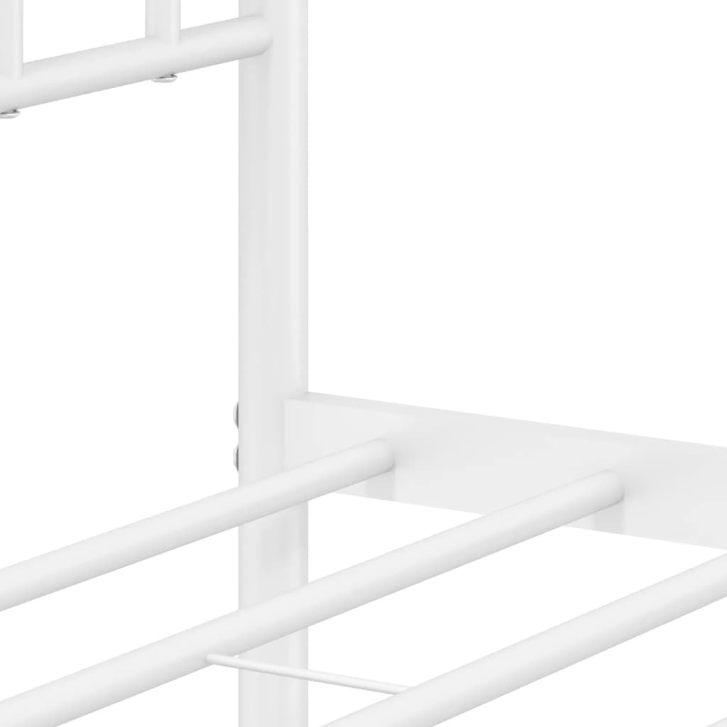 Bed frame with head and footboard metal white 200x200 cm
