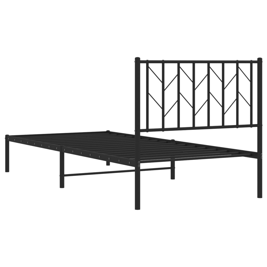 Bed frame with headboard metal black 90x190 cm