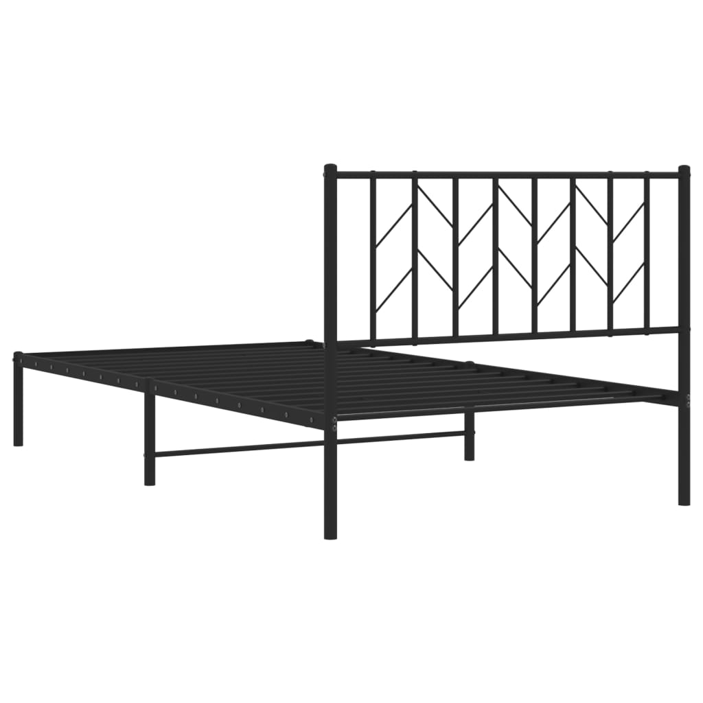 Bed frame with headboard metal black 107x203 cm