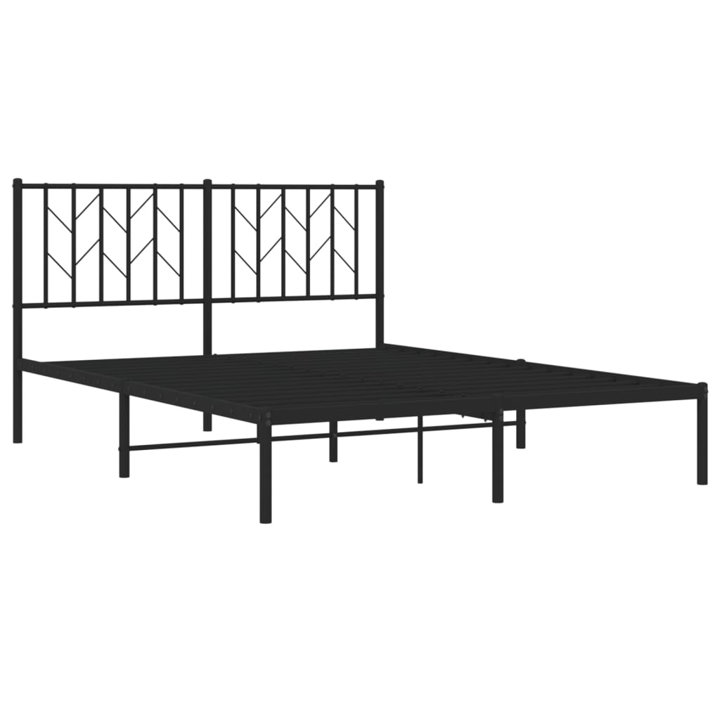 Bed frame with headboard metal black 135x190 cm