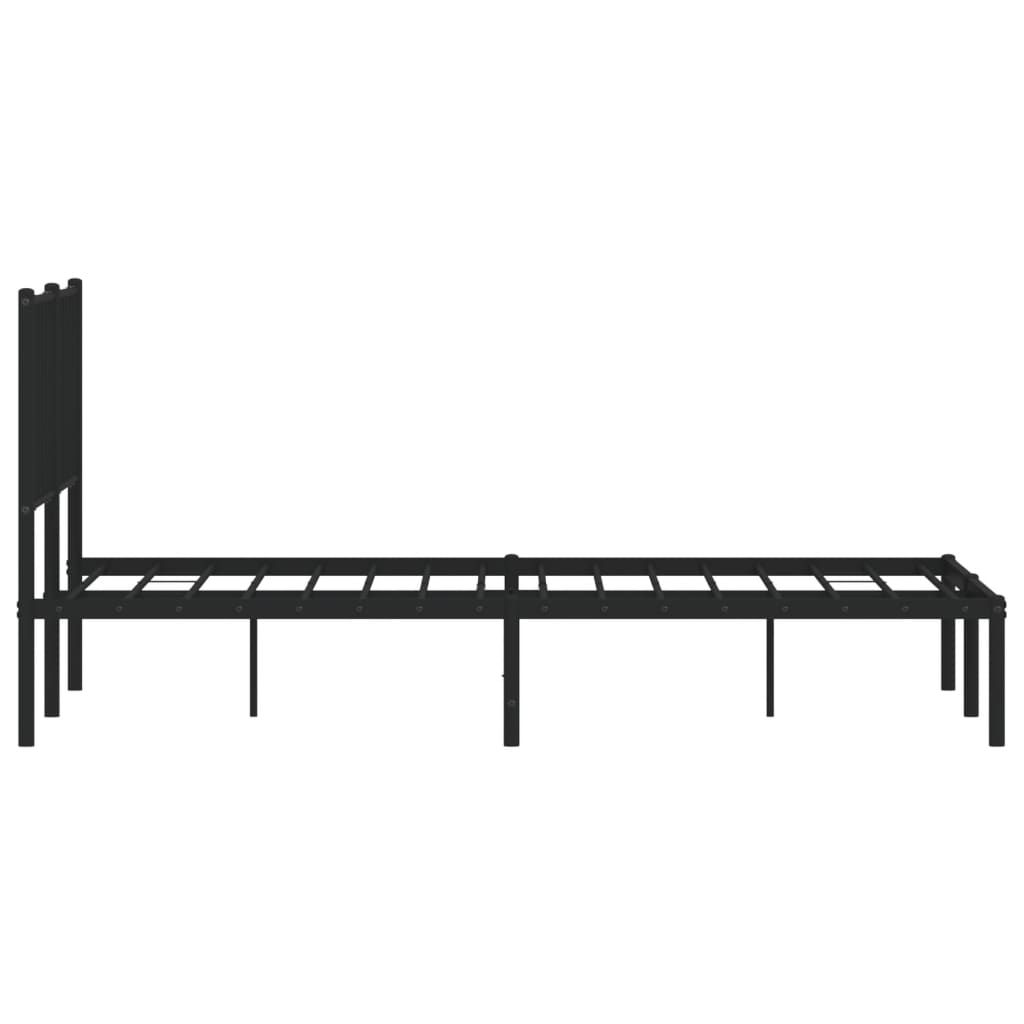 Bed frame with headboard metal black 140x200 cm