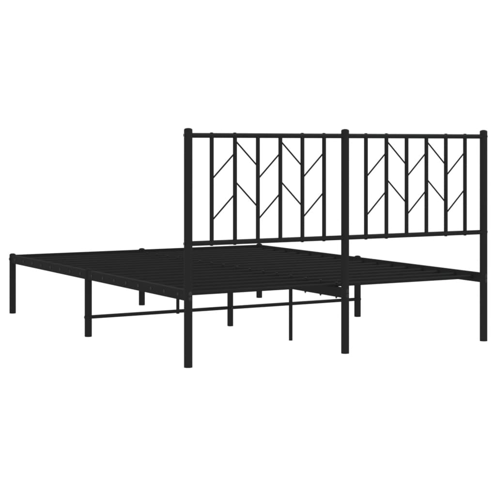 Bed frame with headboard metal black 140x200 cm