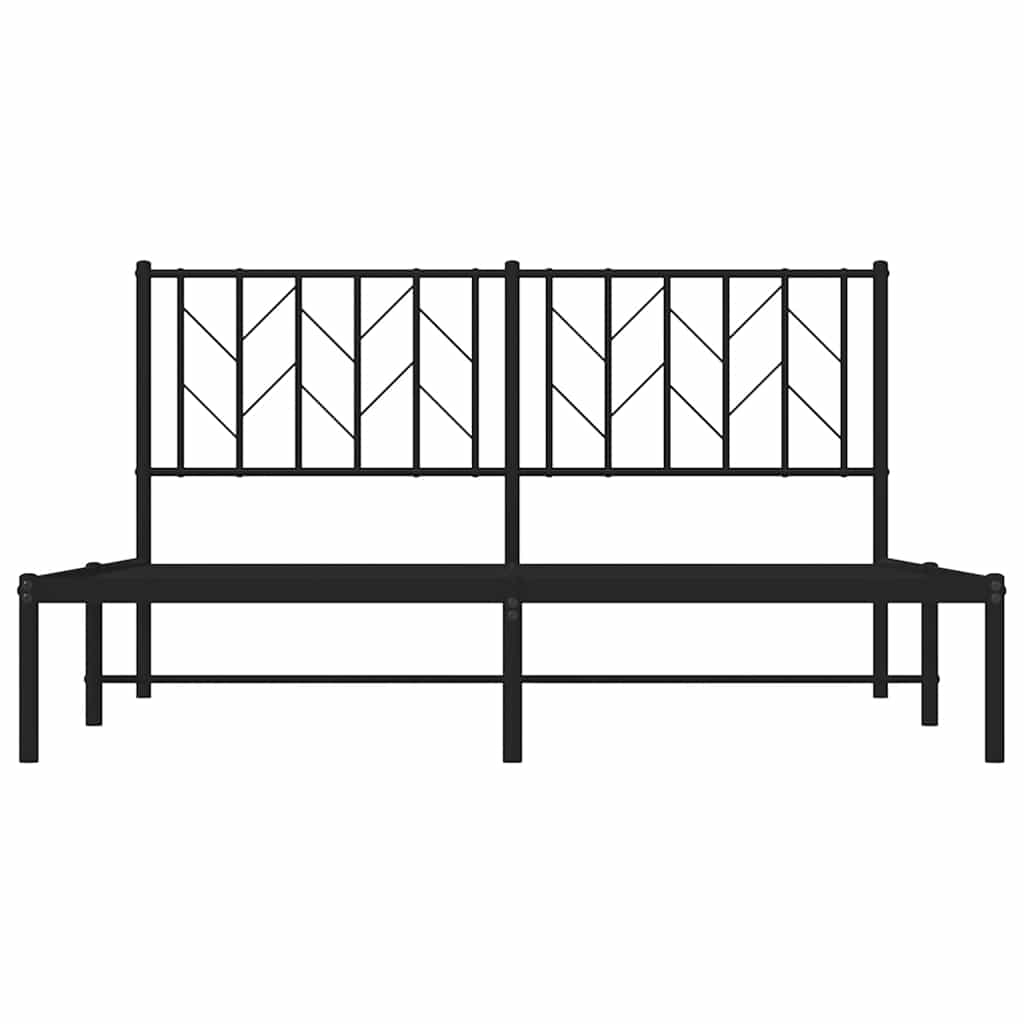 Bettgestell mit Kopfteil Metall Schwarz 150x200 cm