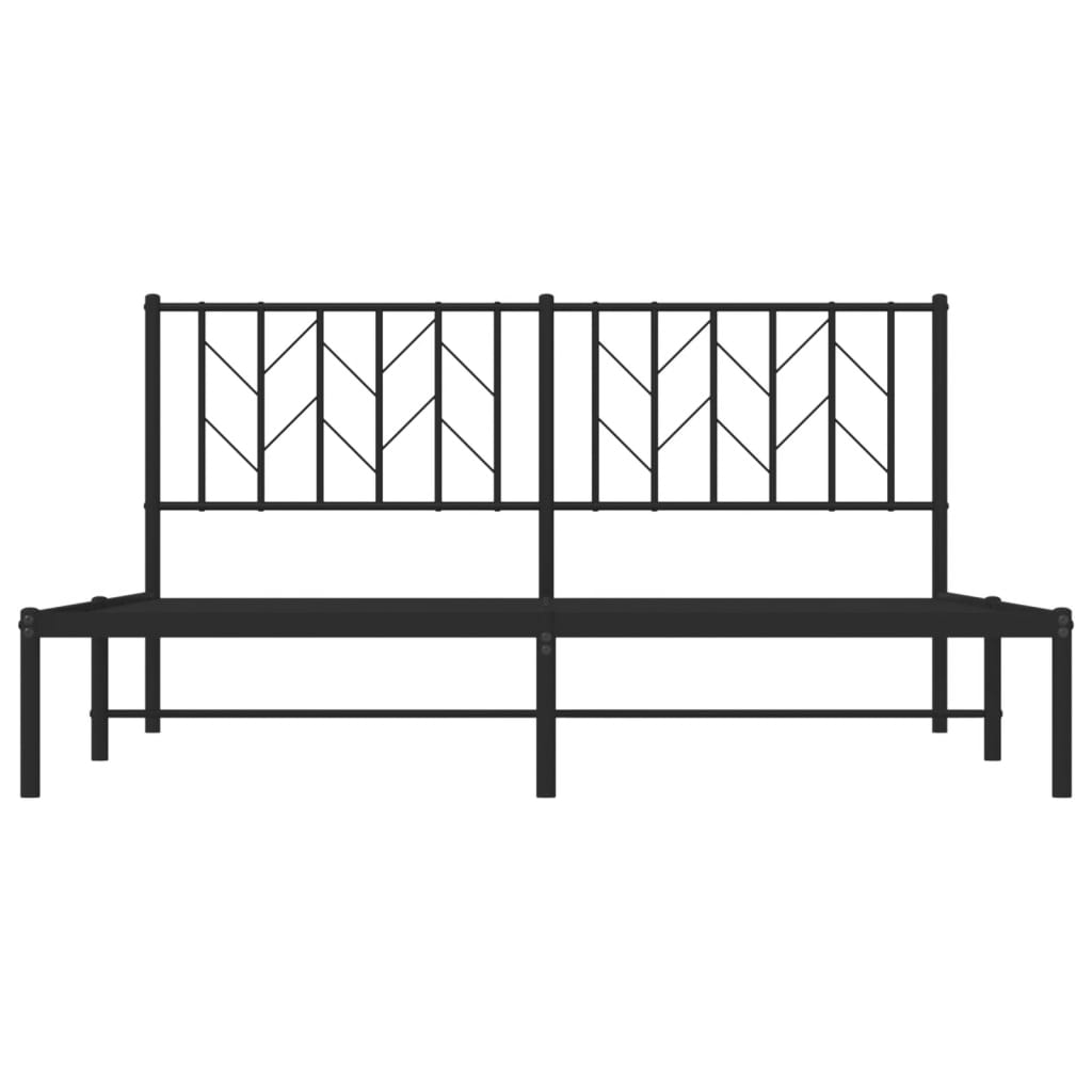 Bettgestell mit Kopfteil Metall Schwarz 160x200 cm