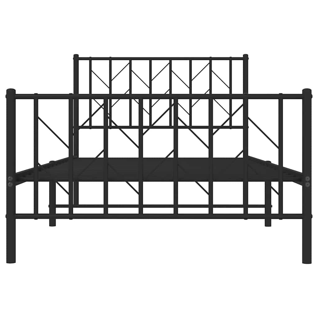 Bed frame with head and footboard metal black 100x200 cm