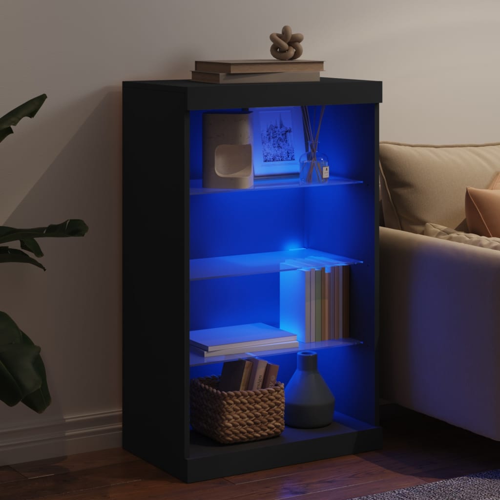 Sideboard mit LED-Leuchten Schwarz 60,5x37x100 cm