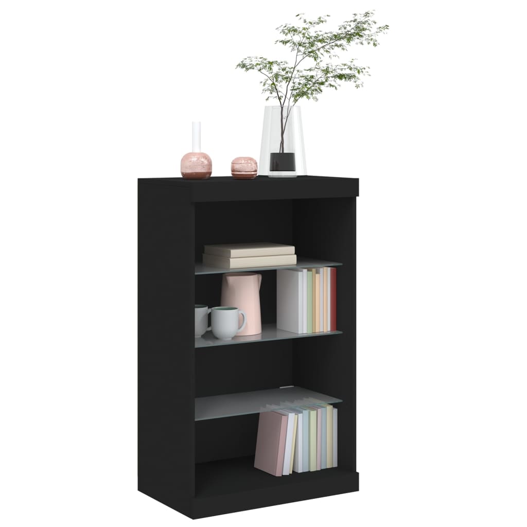 Sideboard mit LED-Leuchten Schwarz 60,5x37x100 cm