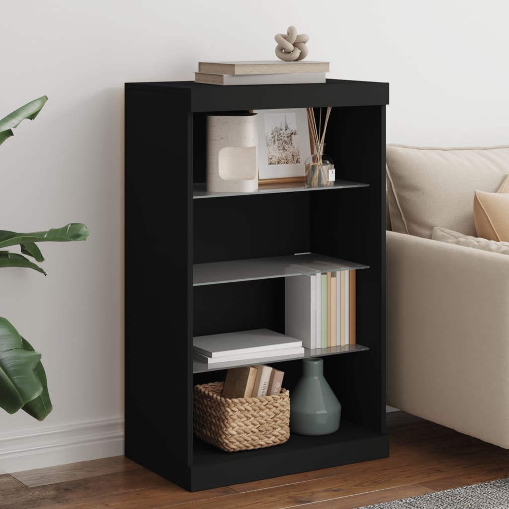 Sideboard mit LED-Leuchten Schwarz 60,5x37x100 cm