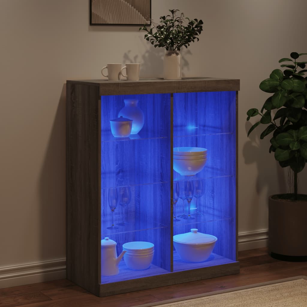 Sideboard mit LED-Leuchten Grau Sonoma 81x37x100 cm