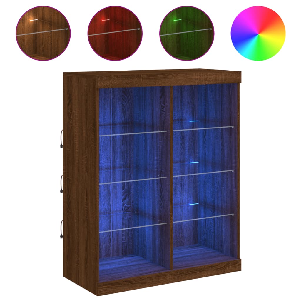 Sideboard mit LED-Leuchten Braun Eichen-Optik 81x37x100 cm
