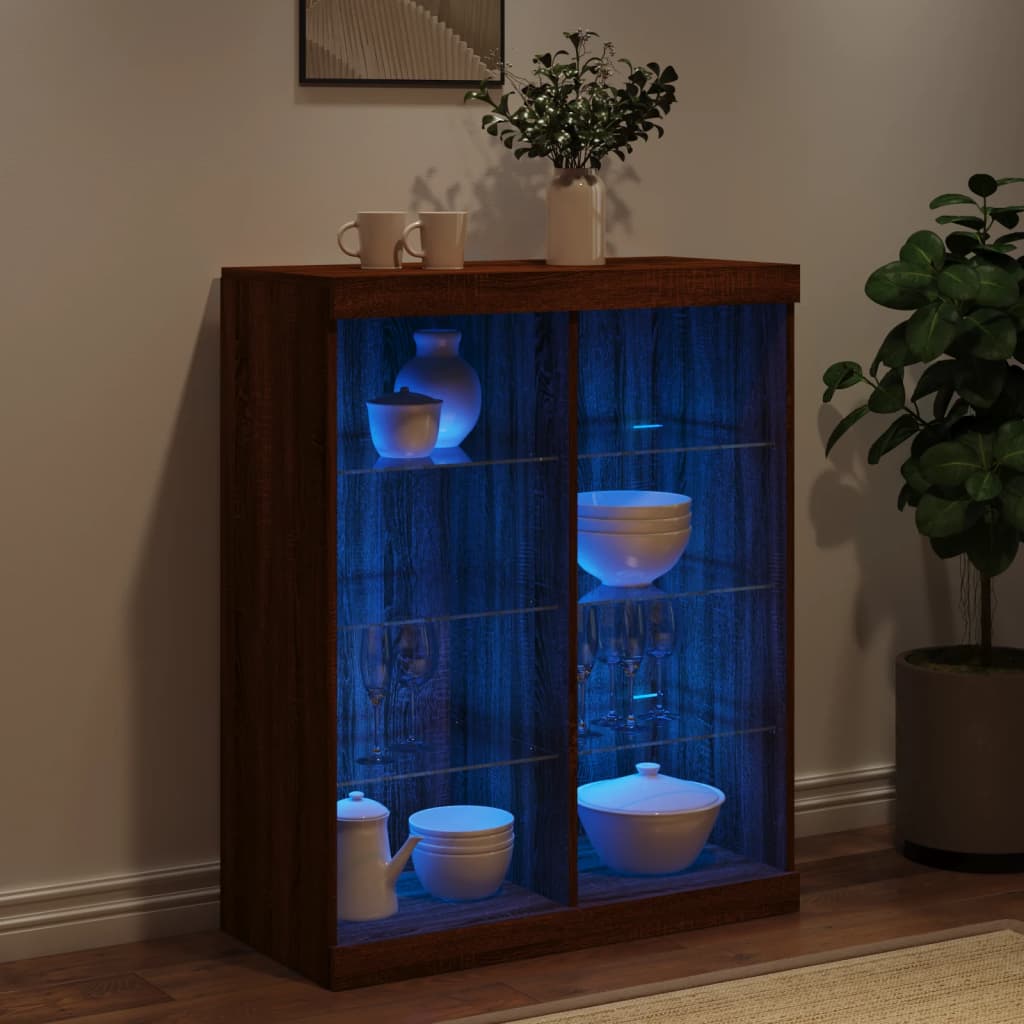 Sideboard mit LED-Leuchten Braun Eichen-Optik 81x37x100 cm