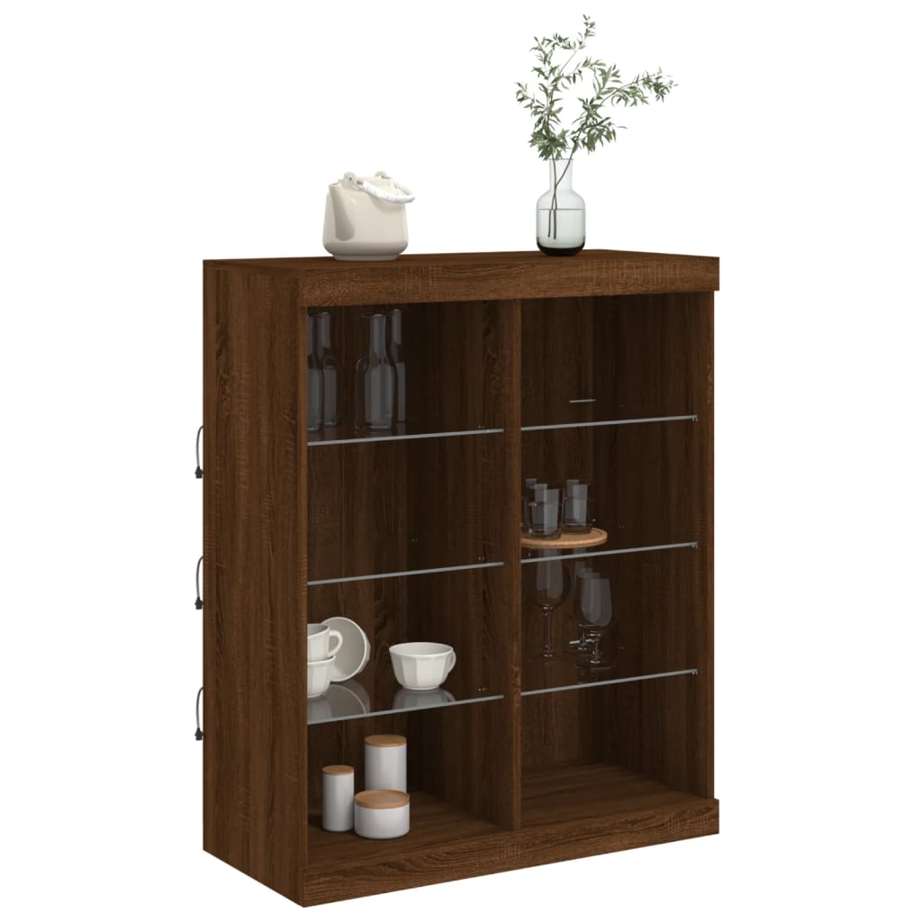 Sideboard mit LED-Leuchten Braun Eichen-Optik 81x37x100 cm