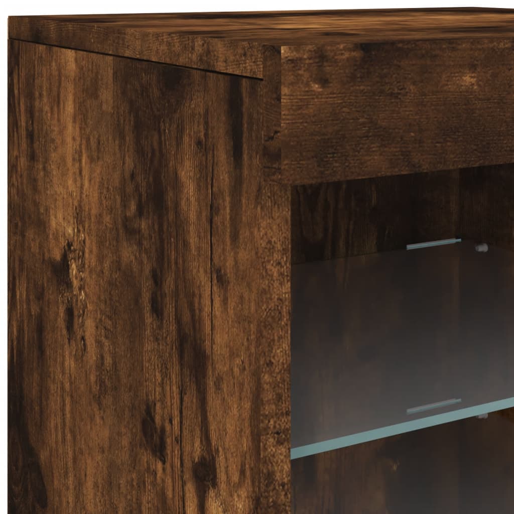 Sideboard mit LED-Leuchten Räuchereiche 41x37x67 cm
