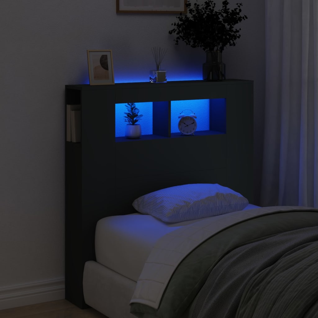 LED-Kopfteil Schwarz 100x18,5x103,5 cm Holzwerkstoff