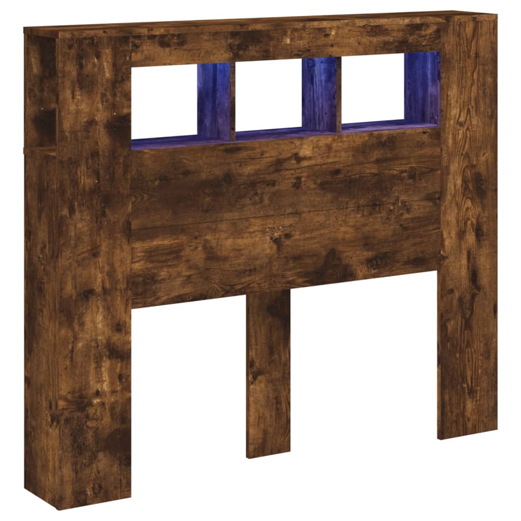 LED-Kopfteil Räuchereiche 120x18,5x103,5 cm Holzwerkstoff