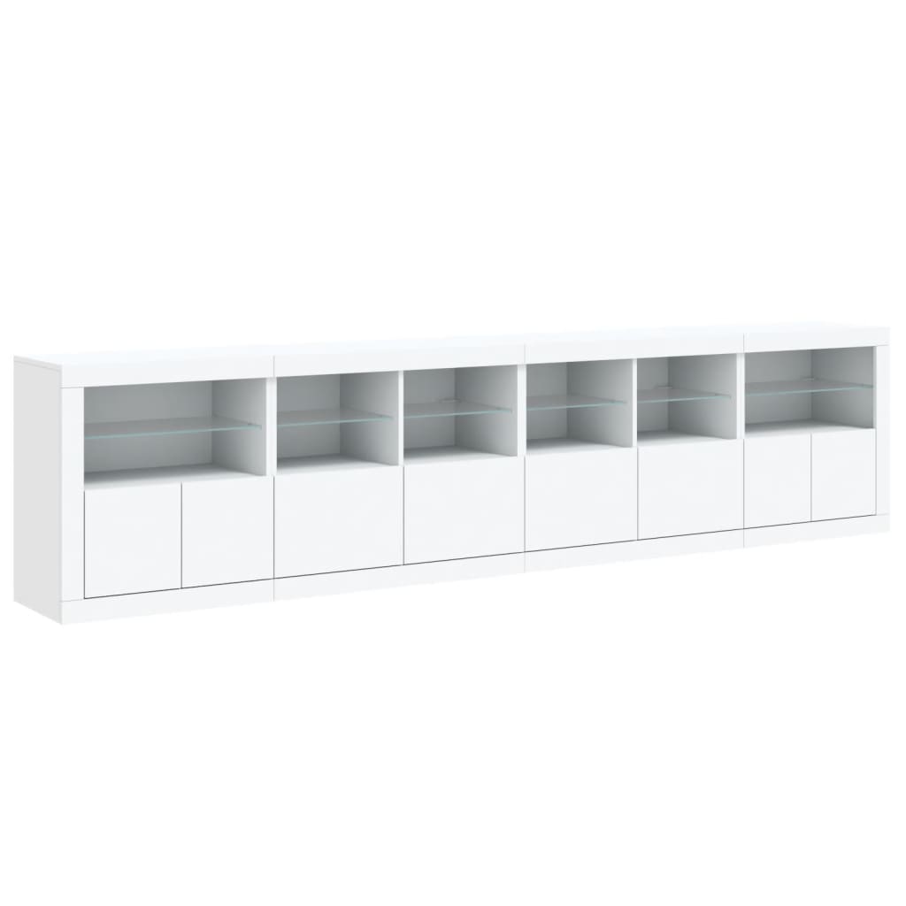 Sideboard mit LED-Leuchten Weiß 283x37x67 cm