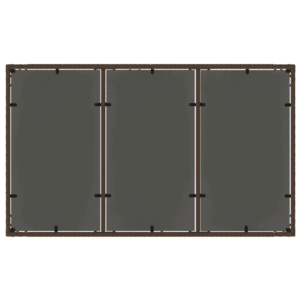 Gartentisch mit Glasplatte Braun 150x90x75 cm Poly Rattan