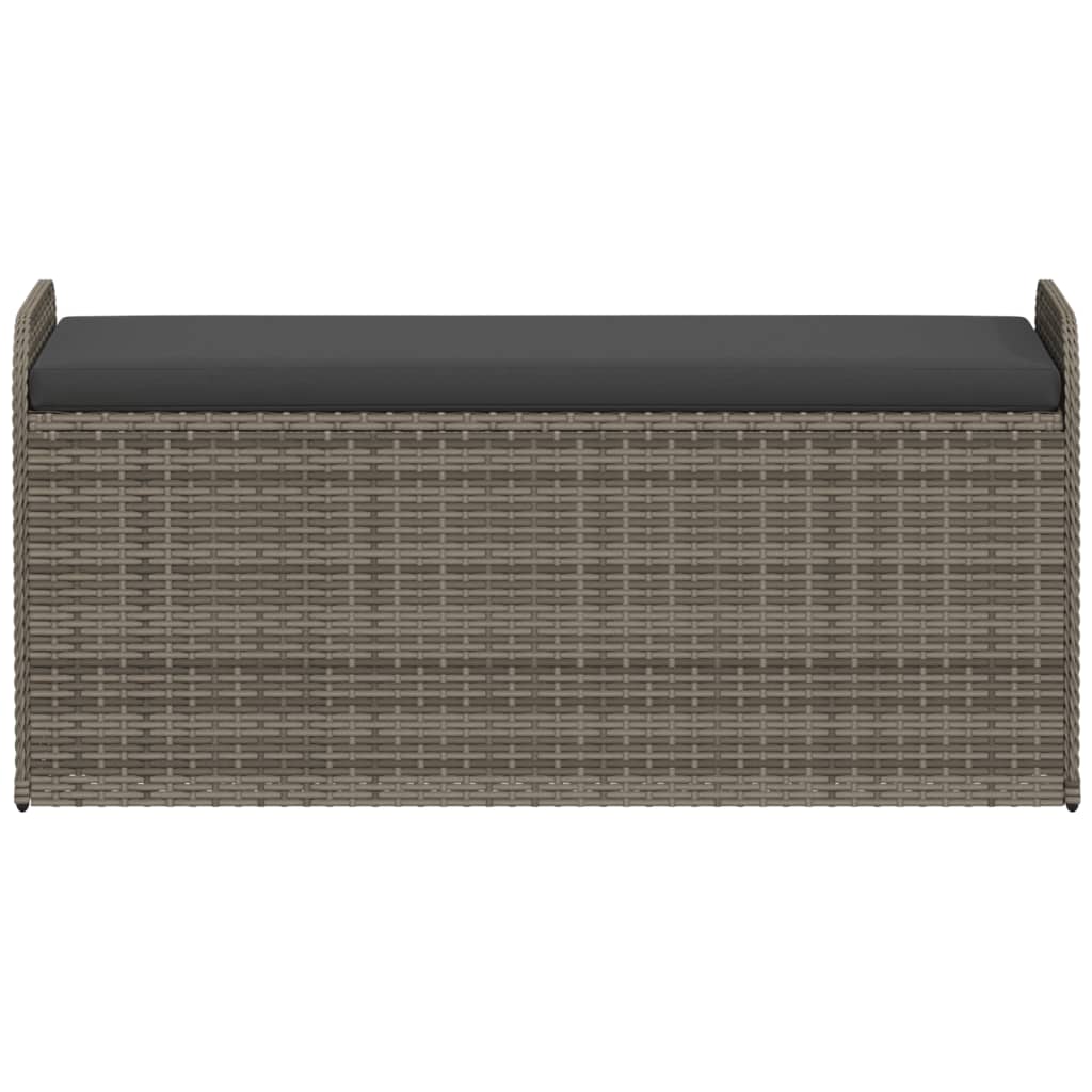 Bench with Storage Space &amp; Cushions Grey 115x51x52 cm Poly Rattan