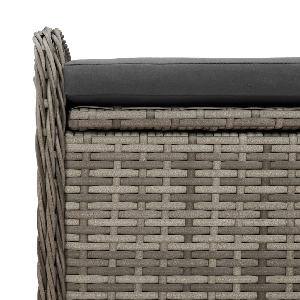 Bench with Storage Space &amp; Cushions Grey 115x51x52 cm Poly Rattan