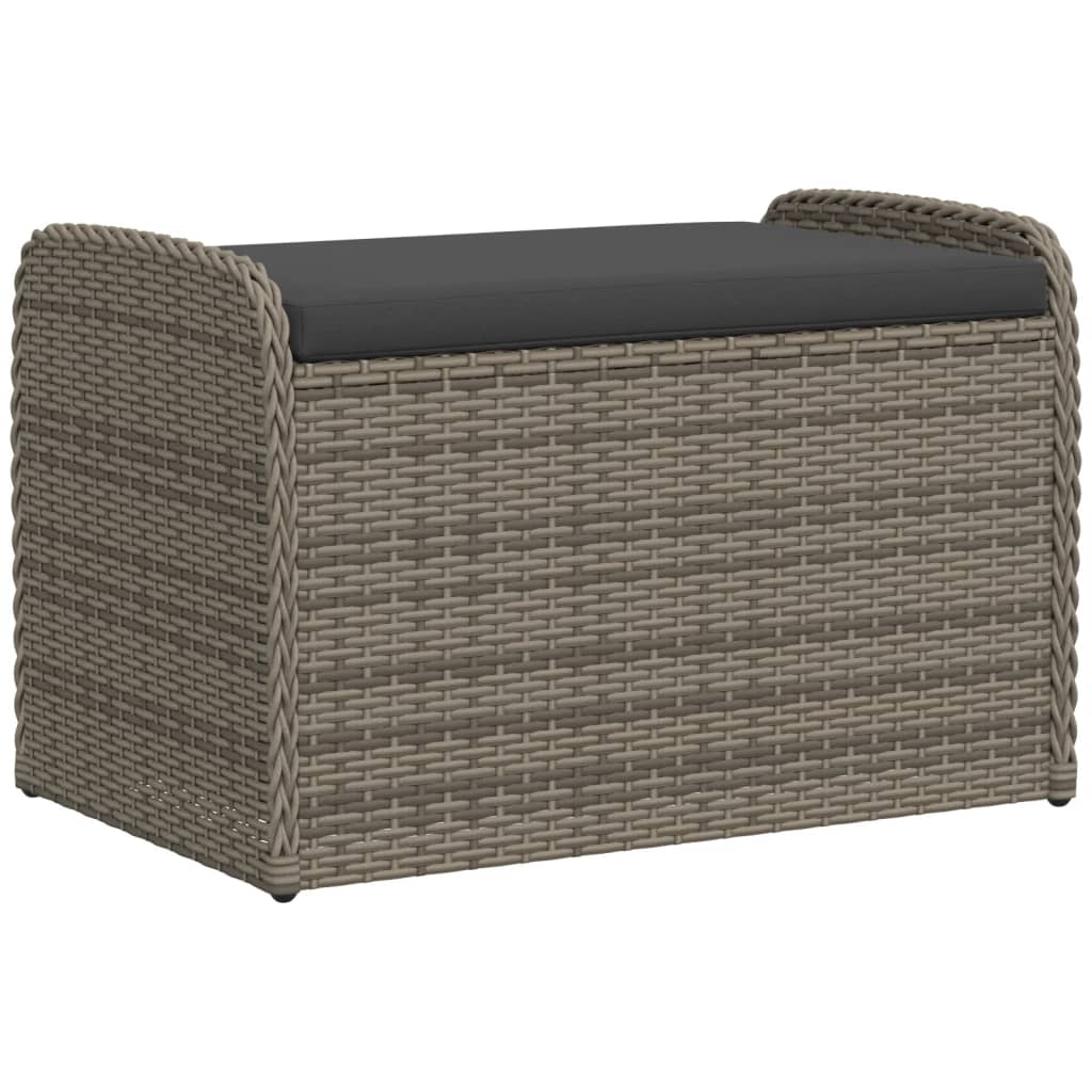 Bench with Storage Space &amp; Cushions Grey 80x51x52 cm Poly Rattan