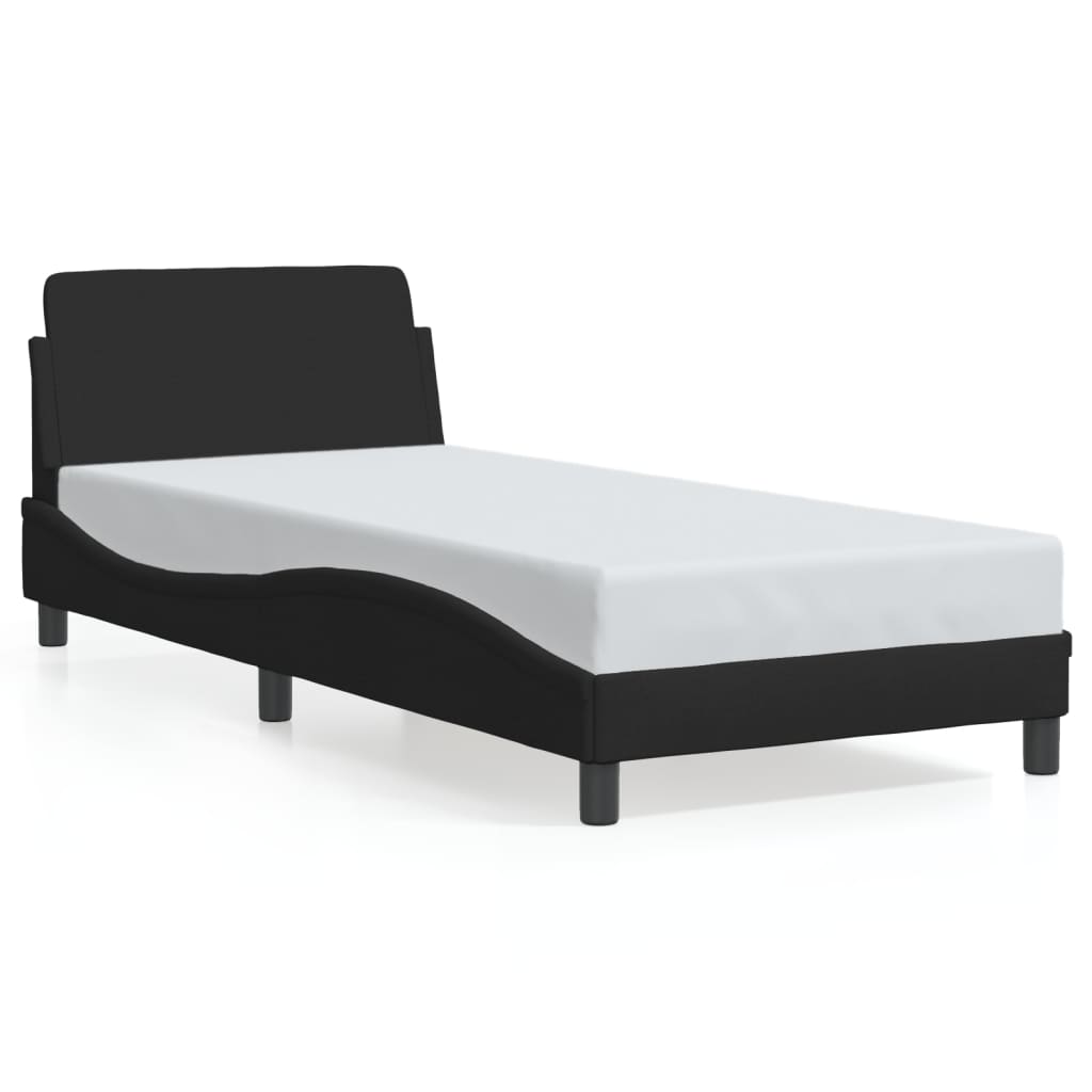 Bettgestell mit Kopfteil "Dover" Schwarz 90x200 cm Stoff