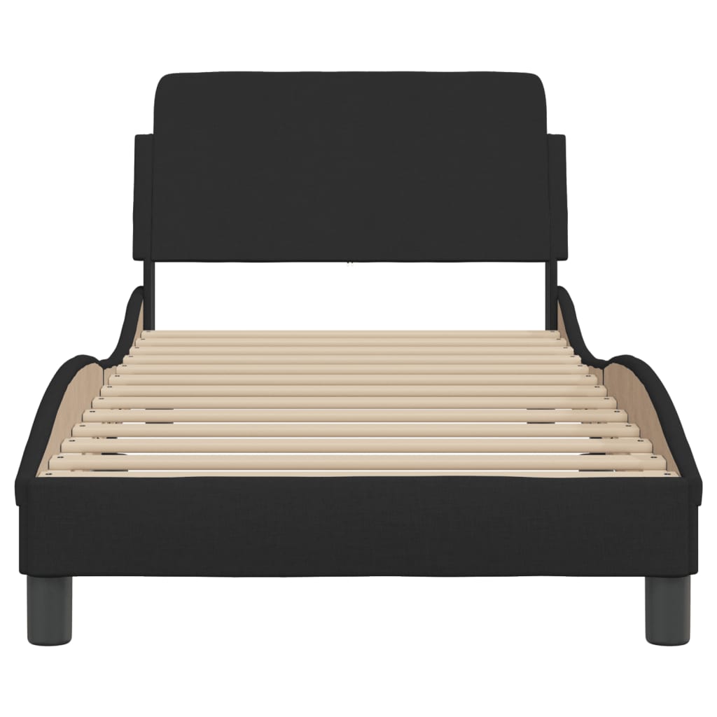 Bettgestell mit Kopfteil "Dover" Schwarz 90x200 cm Stoff