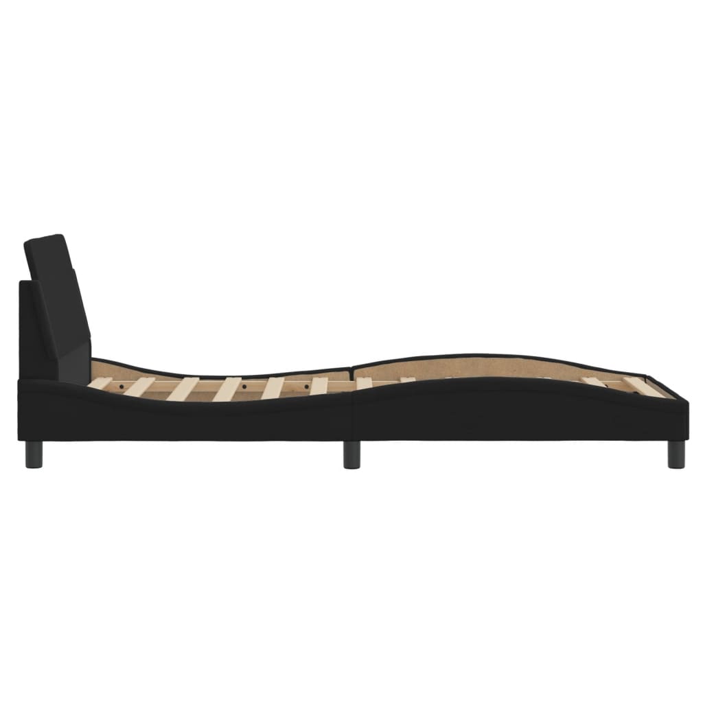 Bettgestell mit Kopfteil "Dover" Schwarz 90x200 cm Stoff