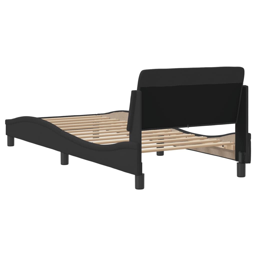 Bettgestell mit Kopfteil "Dover" Schwarz 90x200 cm Stoff