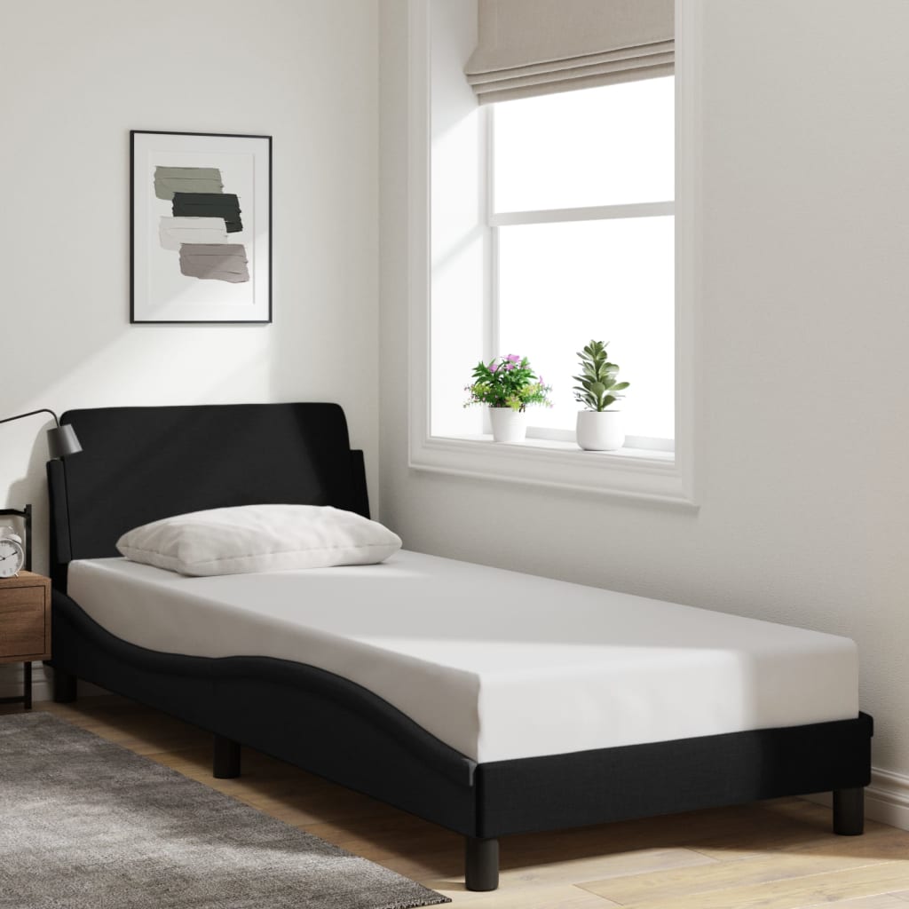 Bettgestell mit Kopfteil "Dover" Schwarz 90x200 cm Stoff