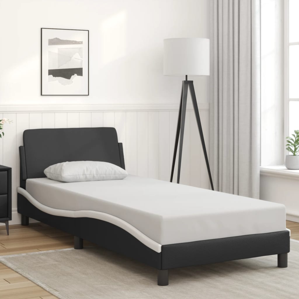Bettgestell "Dover" Schwarz und Weiß 90x200 cm Kunstleder