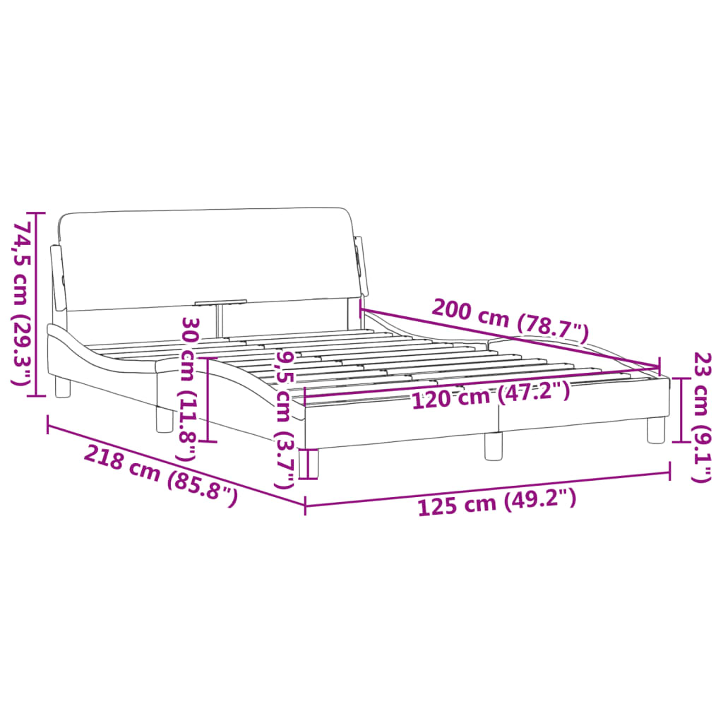 Bettgestell "Dover" Schwarz 120x200 cm Kunstleder