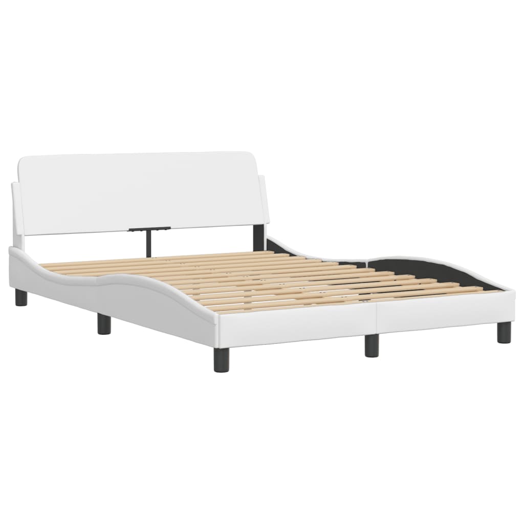 Bettgestell "Dover" Weiß 140x190 cm Kunstleder