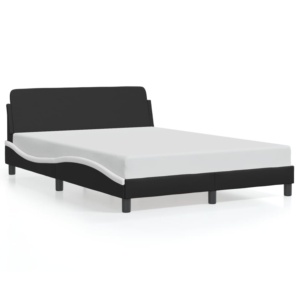 Bettgestell "Dover" Schwarz und Weiß 140x190 cm Kunstleder