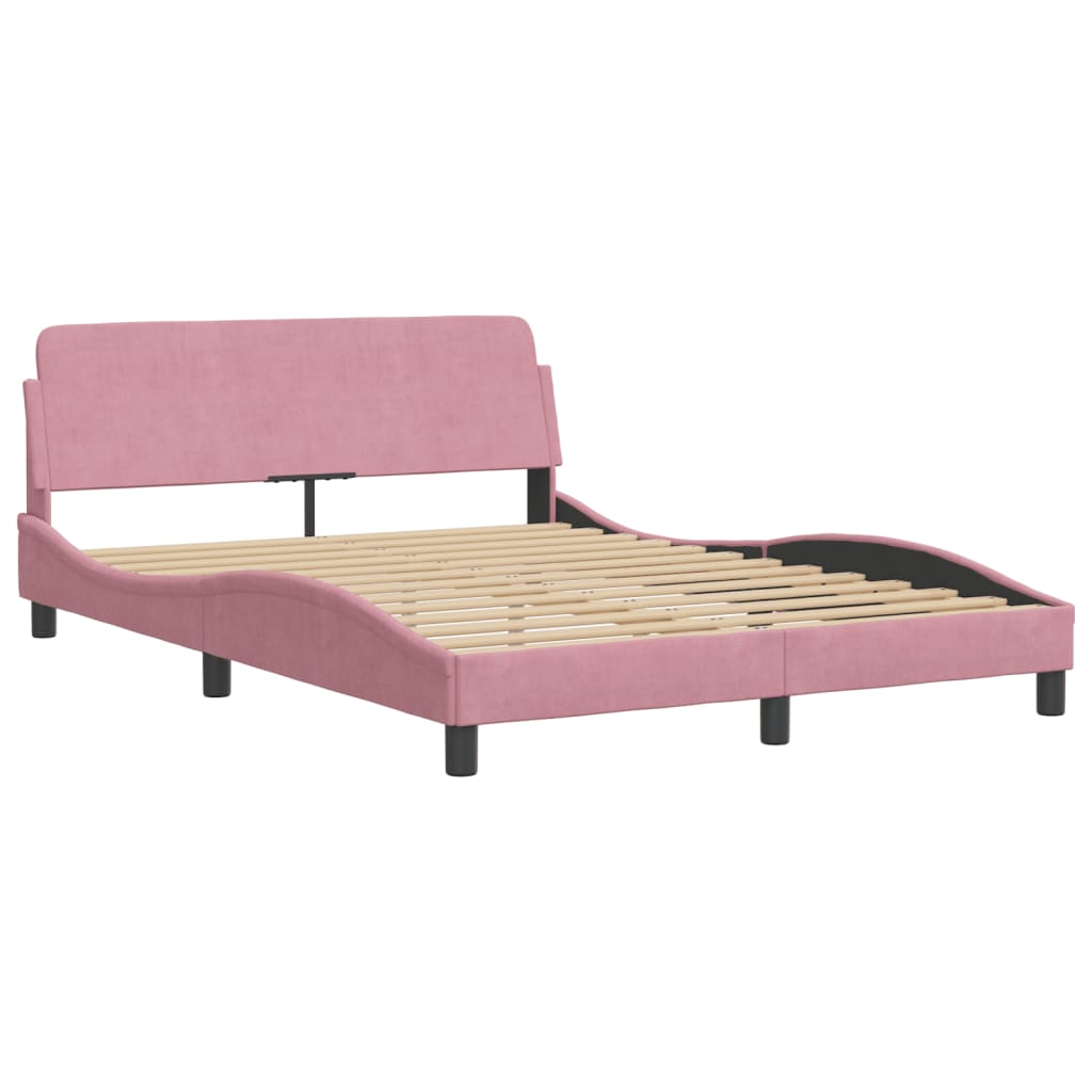 Bettgestell mit Kopfteil "Dover" Rosa 140x200 cm Samt