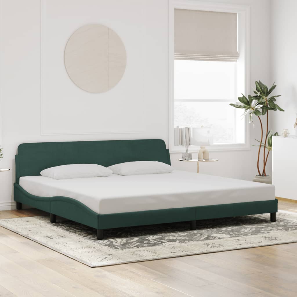 Bettgestell "Dover" Dunkelgrün 200x200 cm Samt