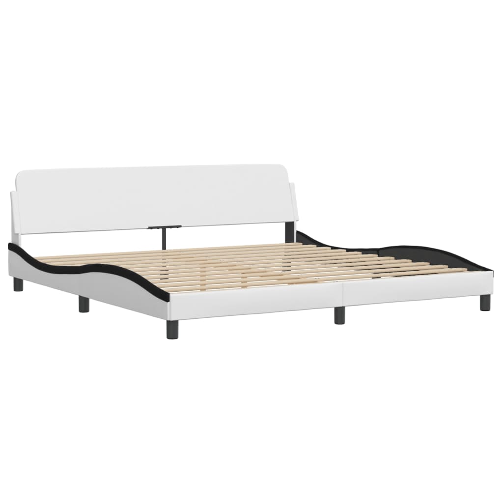 Bettgestell "Dover" Weiß und Schwarz 200x200 cm Kunstleder