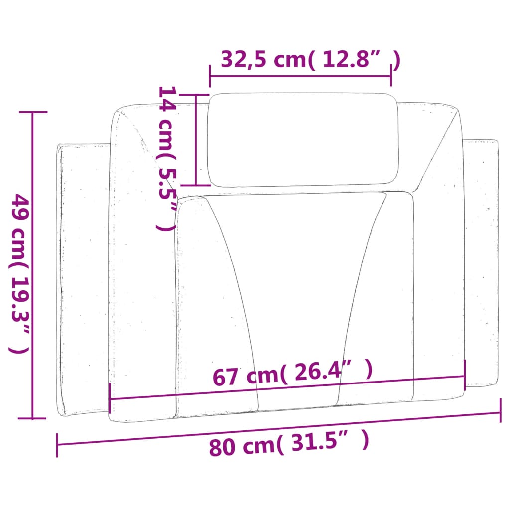 Kopfteil-Kissen "Viana" Schwarz und Weiß 80 cm Kunstleder