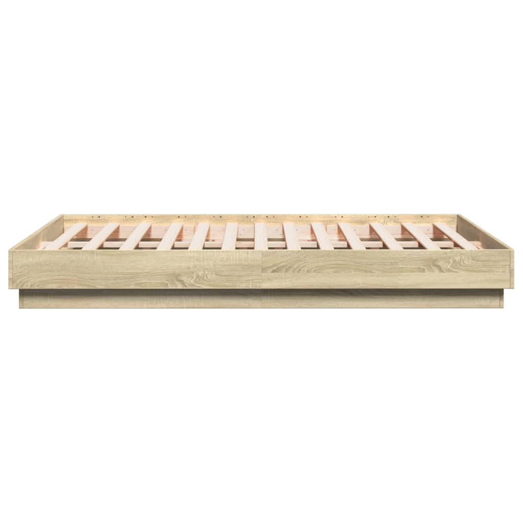 Bettgestell mit LED Sonoma-Eiche 120x190 cm
