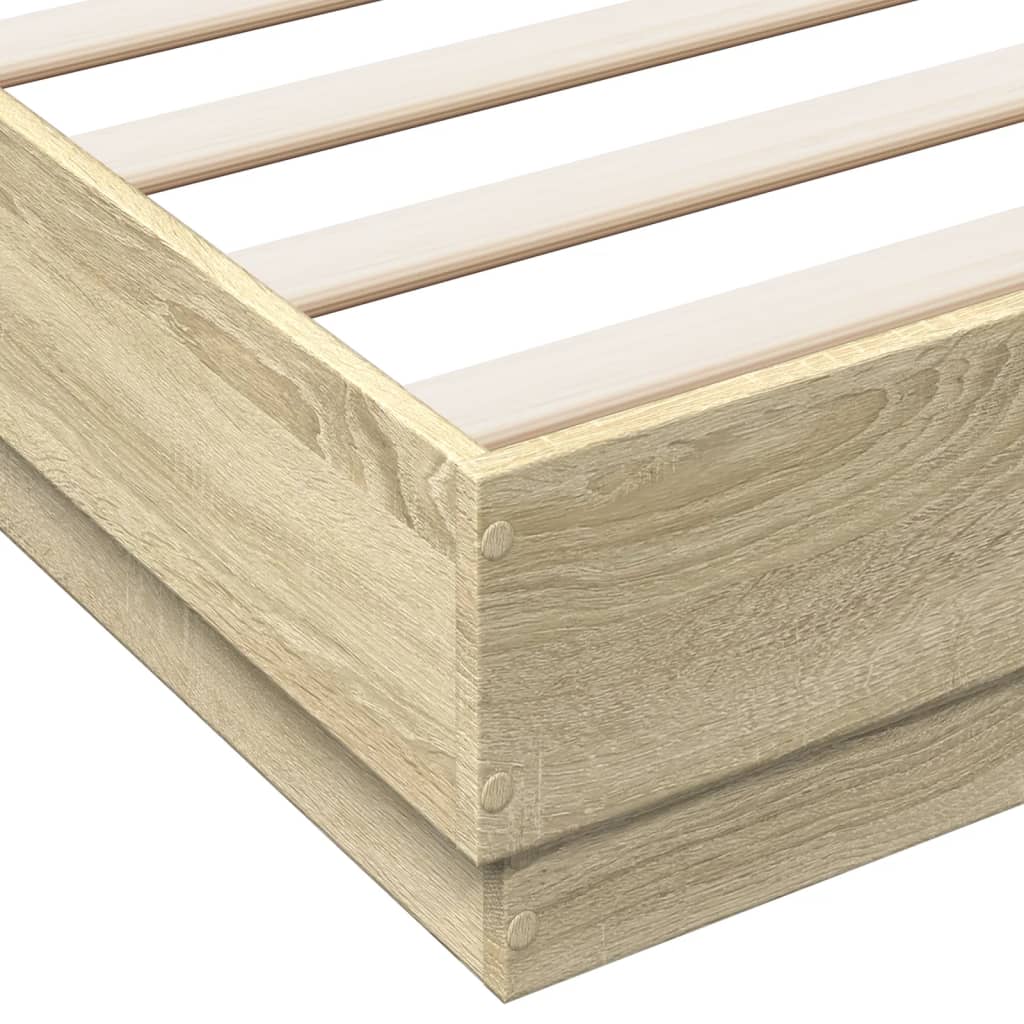 Bettgestell mit LED Sonoma-Eiche 120x190 cm