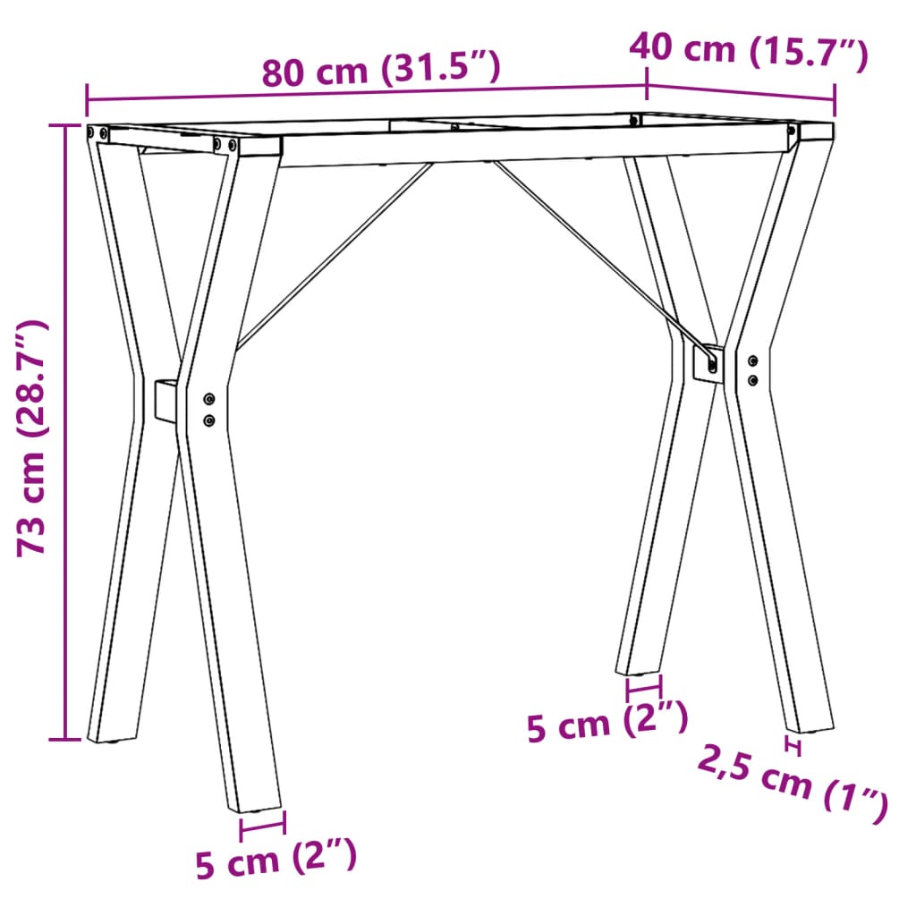 Esstisch-Gestell in Y-Form 80x40x73 cm Stahl