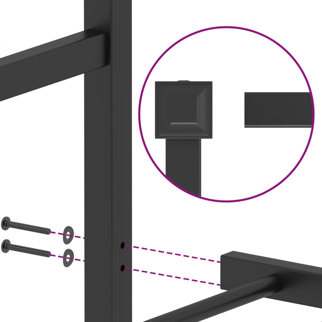 Bed frame with headboard metal black 193x203 cm