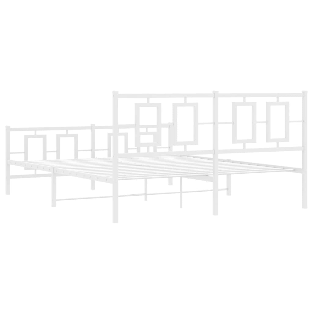 Bed frame with head and footboard metal white 150x200 cm