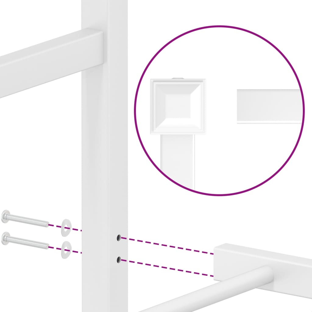 Bed frame with head and footboard metal white 150x200 cm