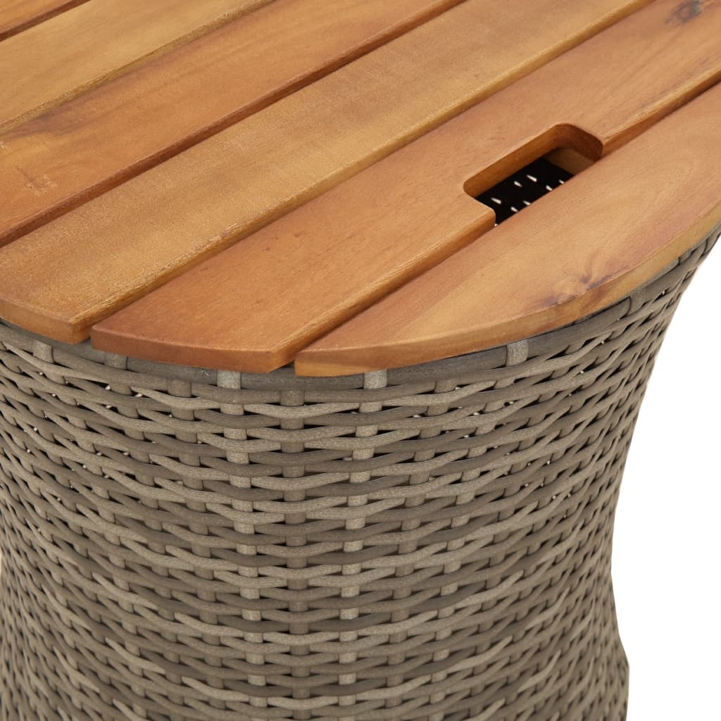 Garden Side Tables 2 pcs. with Wooden Top Grey Poly Rattan