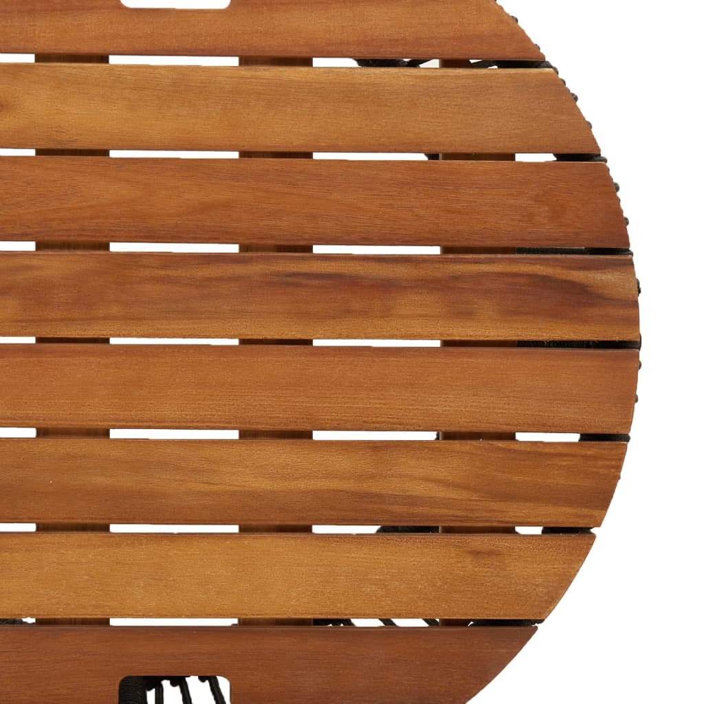 Garden Side Tables 2 pcs. with Wooden Top Black Poly Rattan