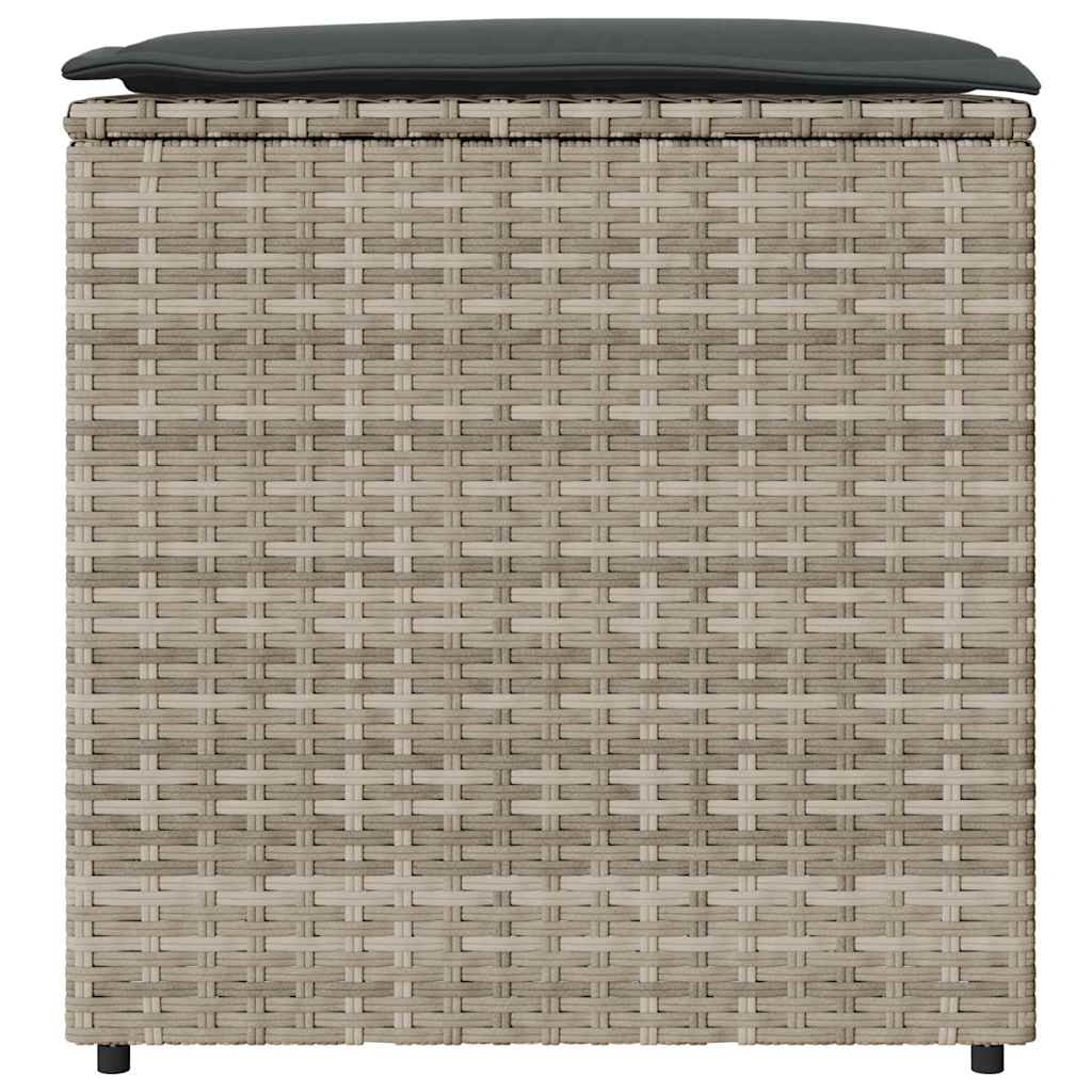 Kissenbox mit Speicher Hellgrau 50 x 50 x 50 cm Poly-Rattan