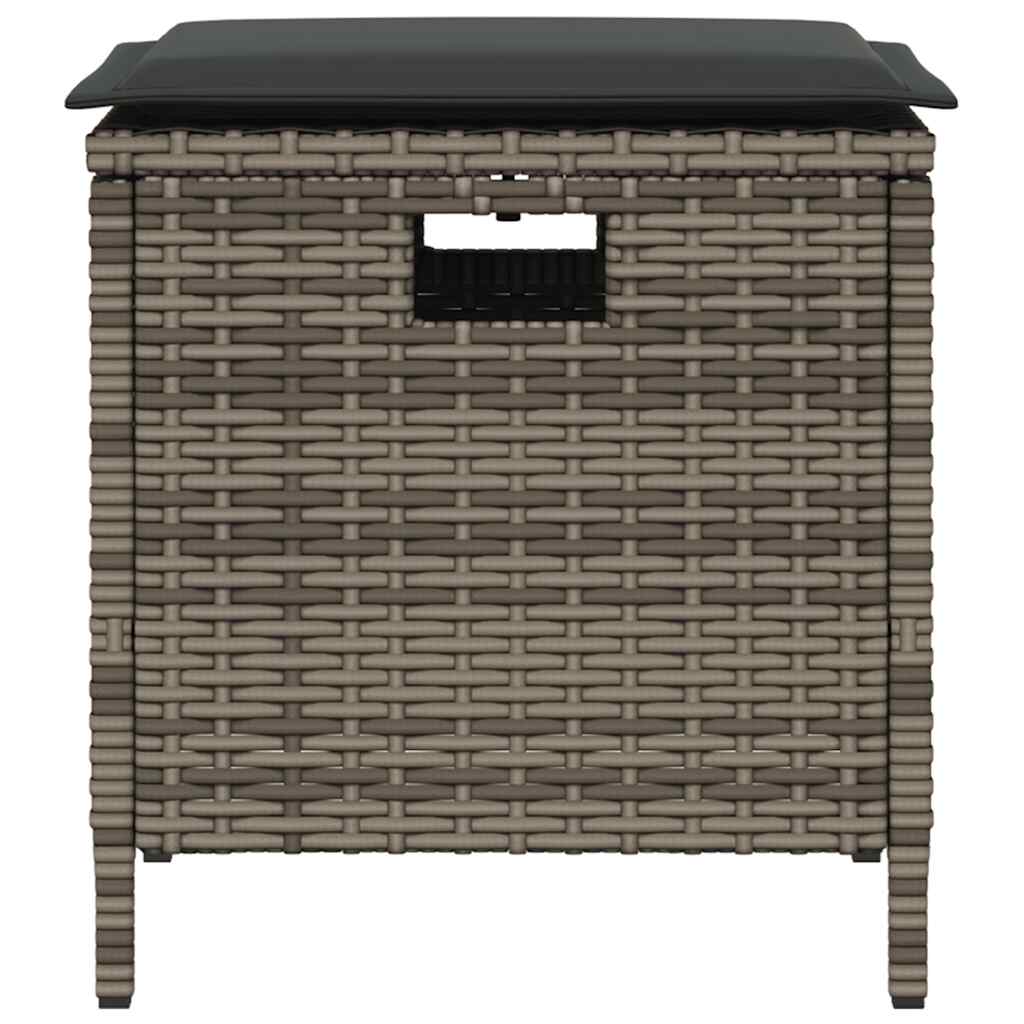 5-tlg. Garten-Essgruppe mit Kissen Grau Poly Rattan