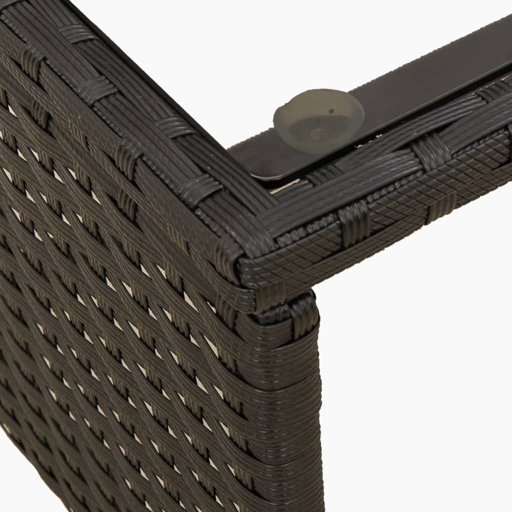 L-shaped garden sofa with table and cushions black poly rattan